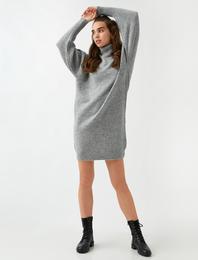 Mini Triko Elbise Relax Fit Balıkçı Yaka