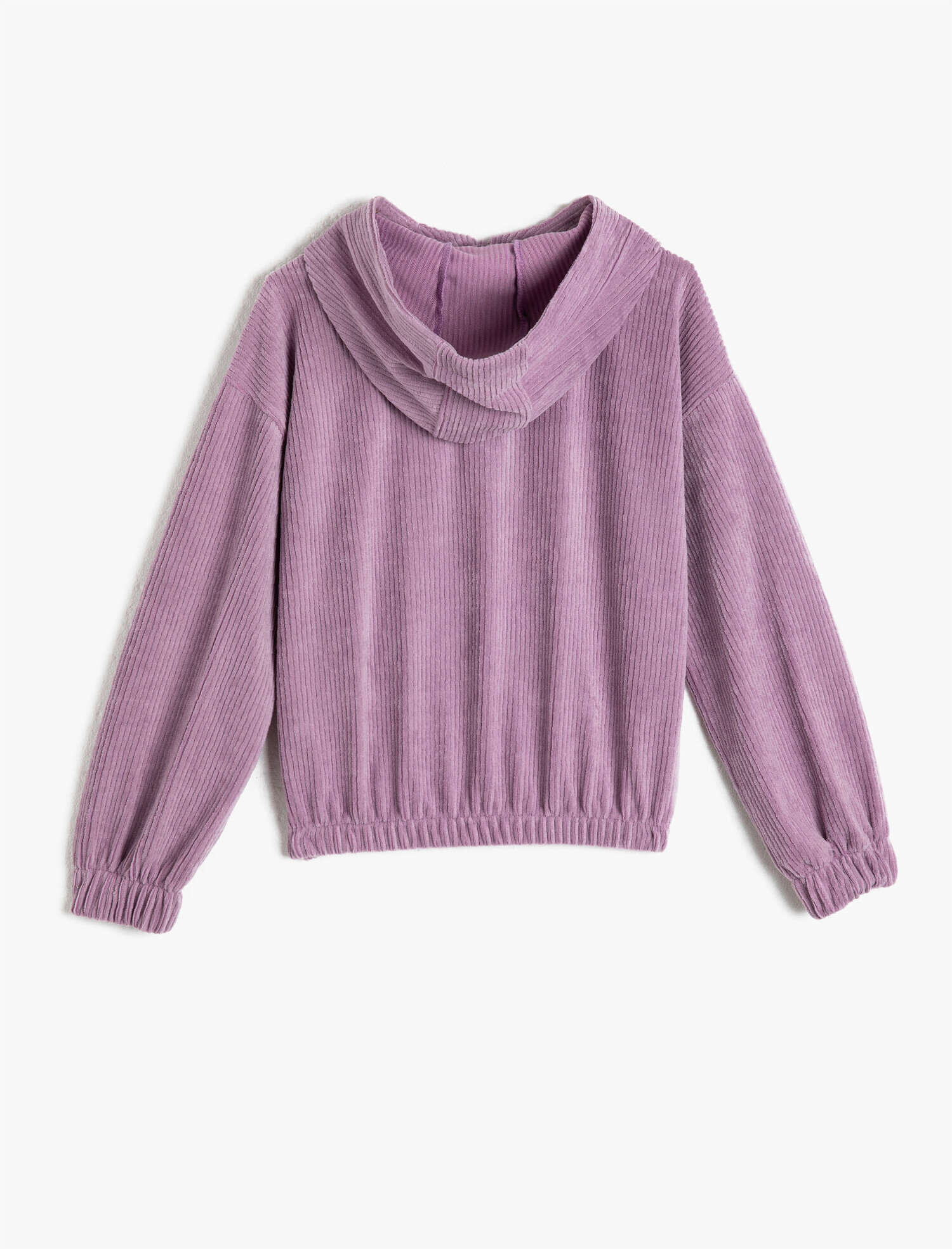  Kız Çocuk Kadife Kapüşonlu Fermuarlı Pamuklu Sweatshirt