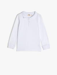 Polo Yaka Uzun Kollu Basic Pamuklu Tişört