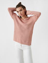 V Yaka Uzun Kollu Basic Triko Kazak Kaşmir Dokulu