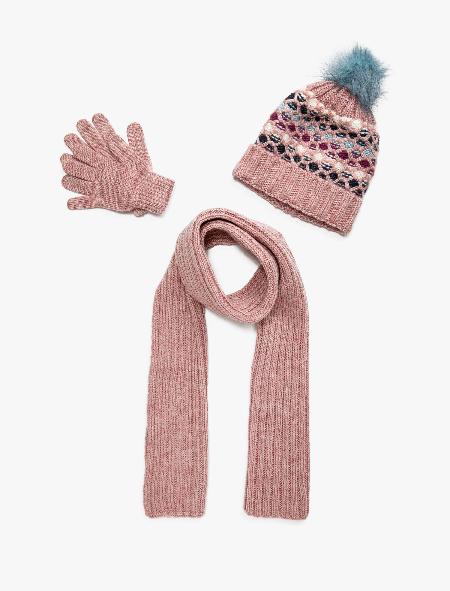  Kız Çocuk Desenli Atkı Seti