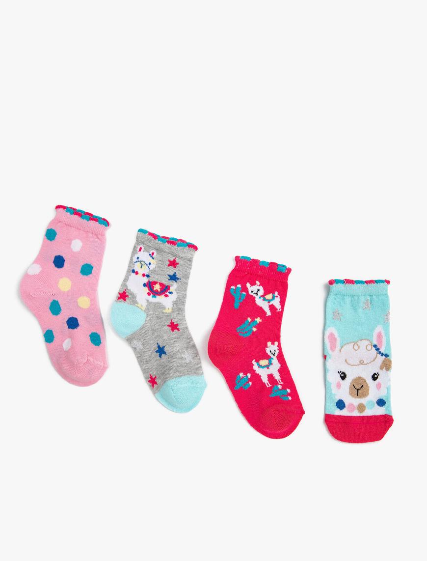  Kız Çocuk Çoklu Desenli Pamuklu Çorap Seti