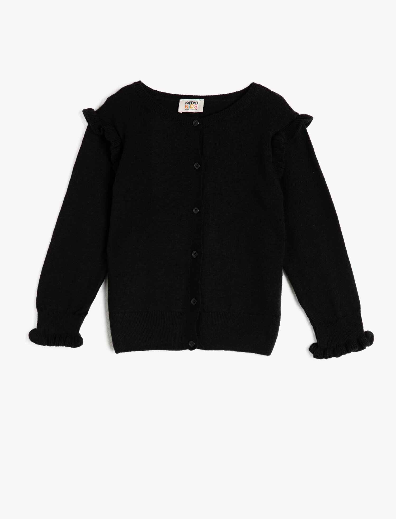  Kız Çocuk Uzun Kollu Fırfırlı Düğmeli Triko Hırka