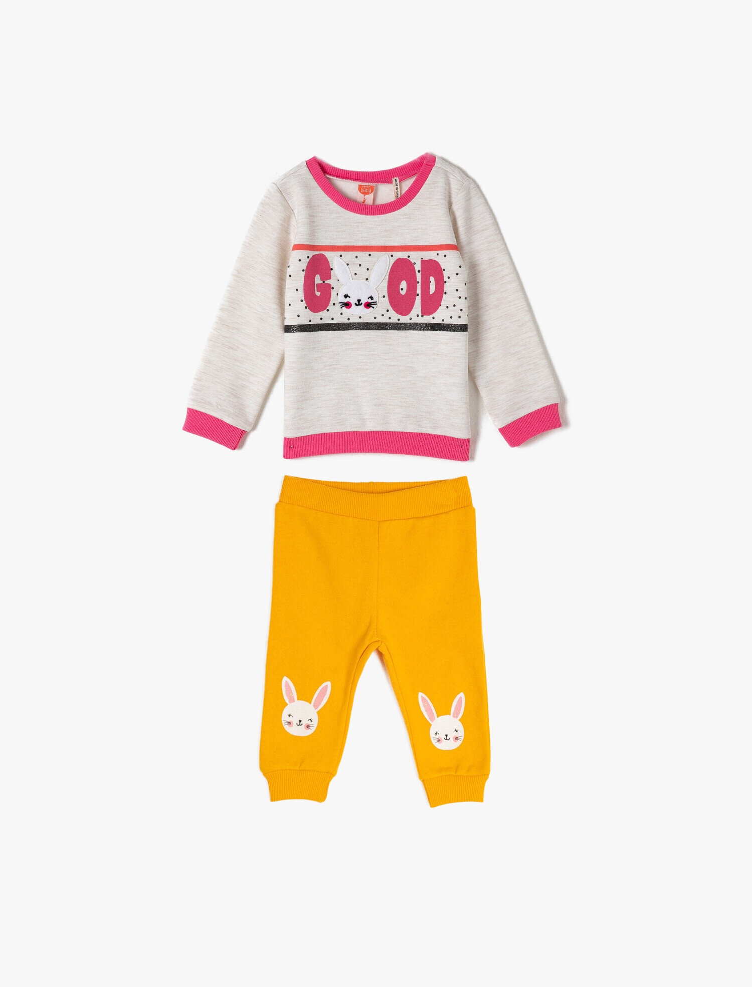 Kız Bebek Bisiklet Yaka Baskılı Sweatshirt