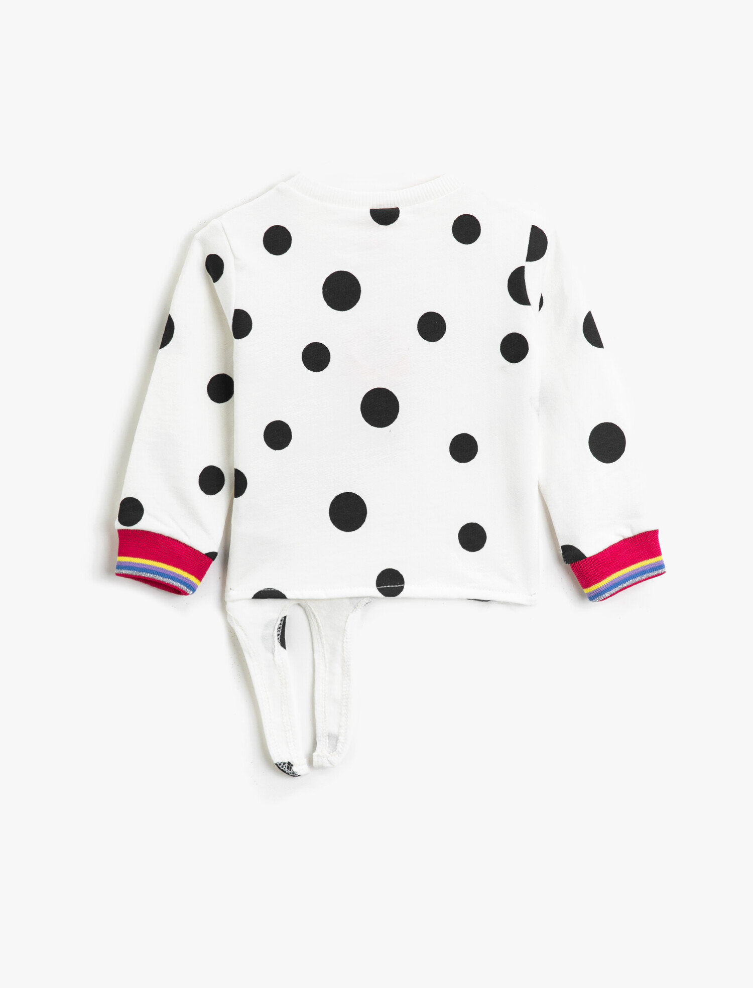  Kız Bebek Puantiyeli Pullu Bisiklet Yaka Pamuklu Uzun Kollu Sweatshirt