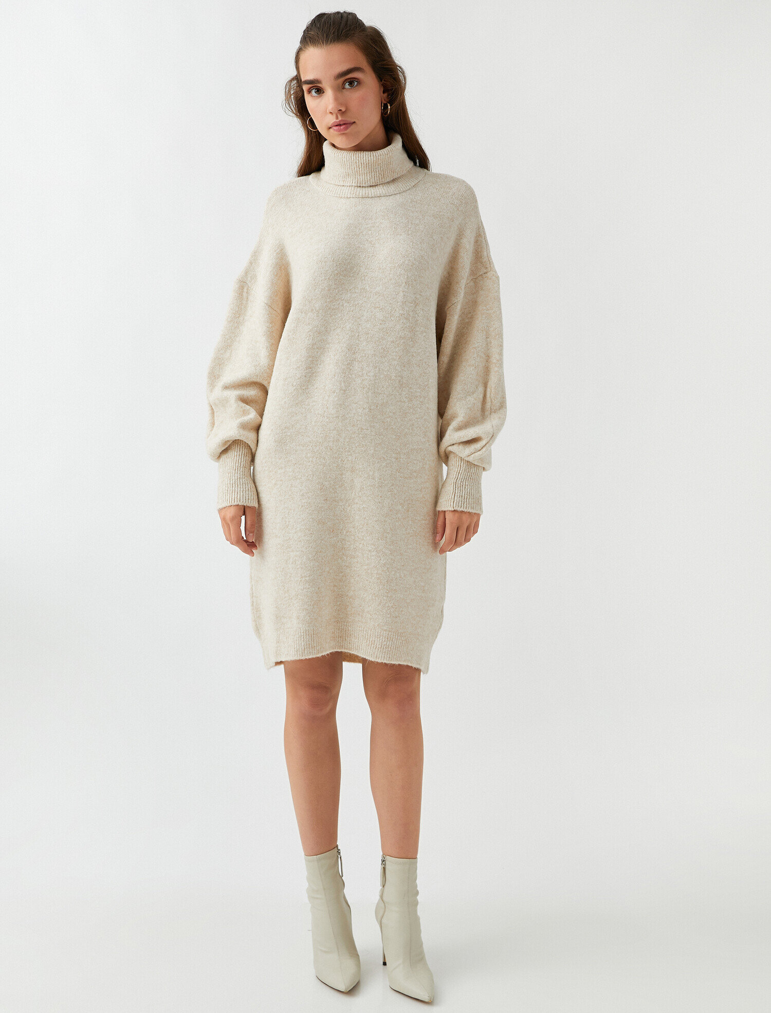   Mini Triko Elbise Relax Fit Balıkçı Yaka