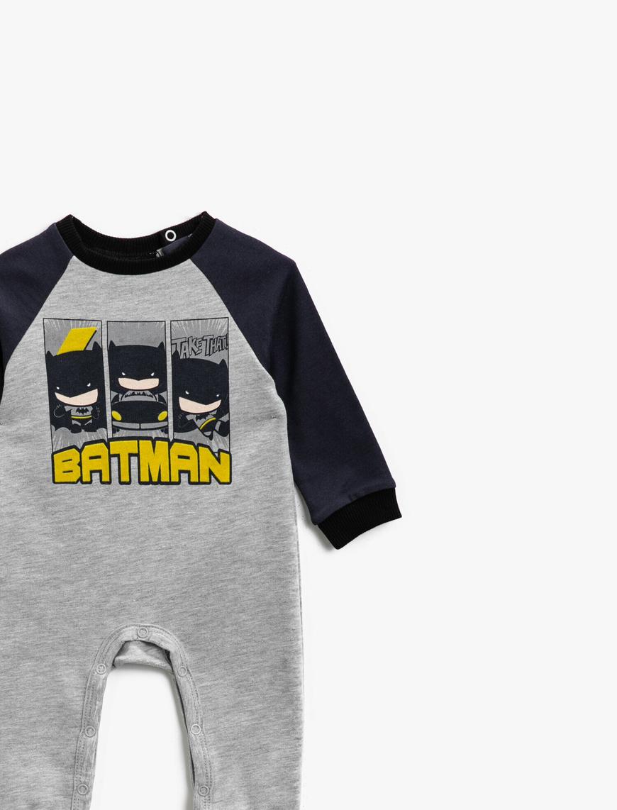  Erkek Bebek Batman Baskılı Lisanslı Tulum Uzun Kollu Çıtçıtlı