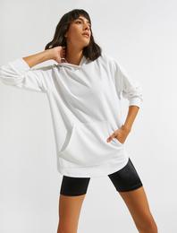 Kapüşonlu Yırtmaç Detaylı Sweatshirt