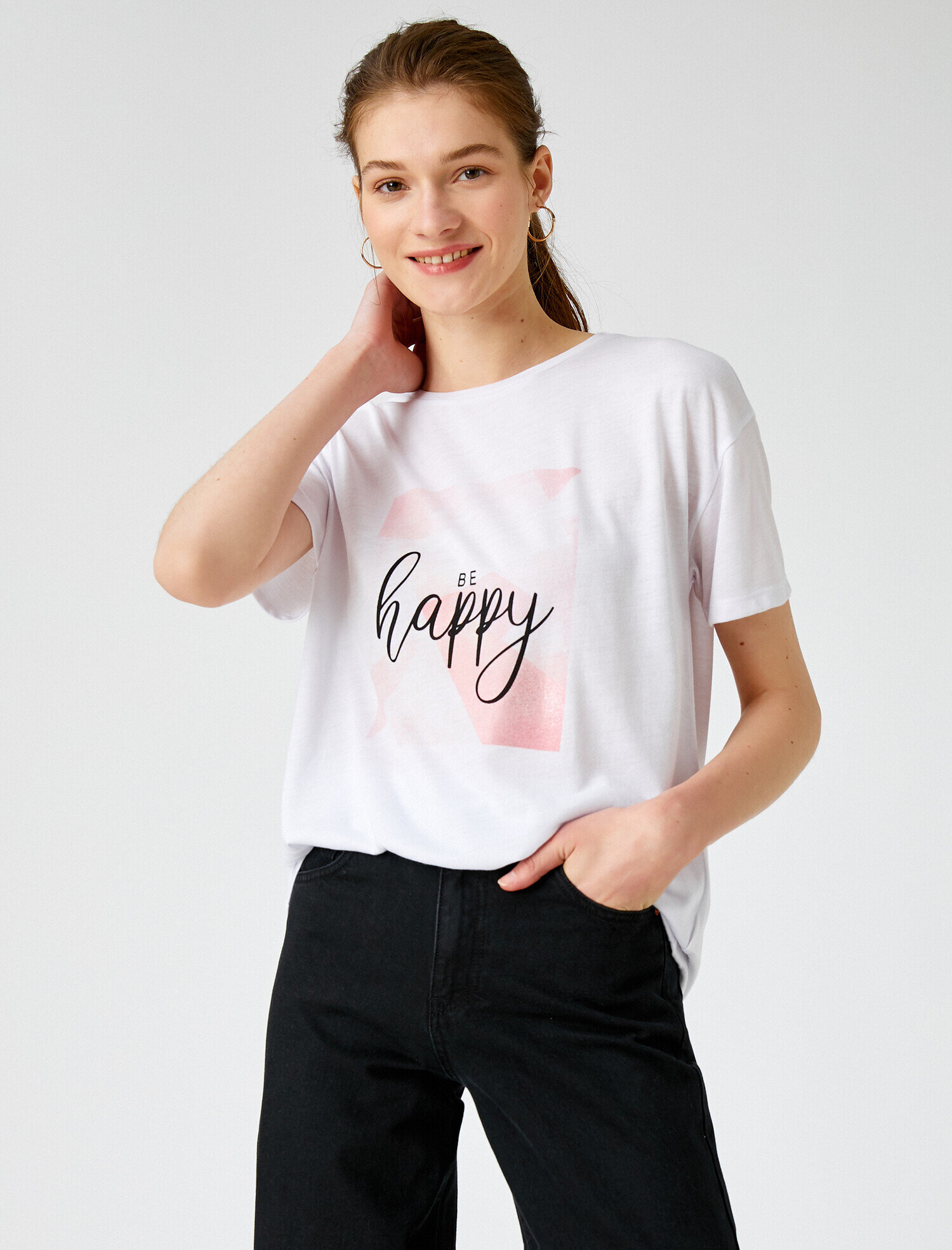   Baskılı Tişört Bisiklet Yaka