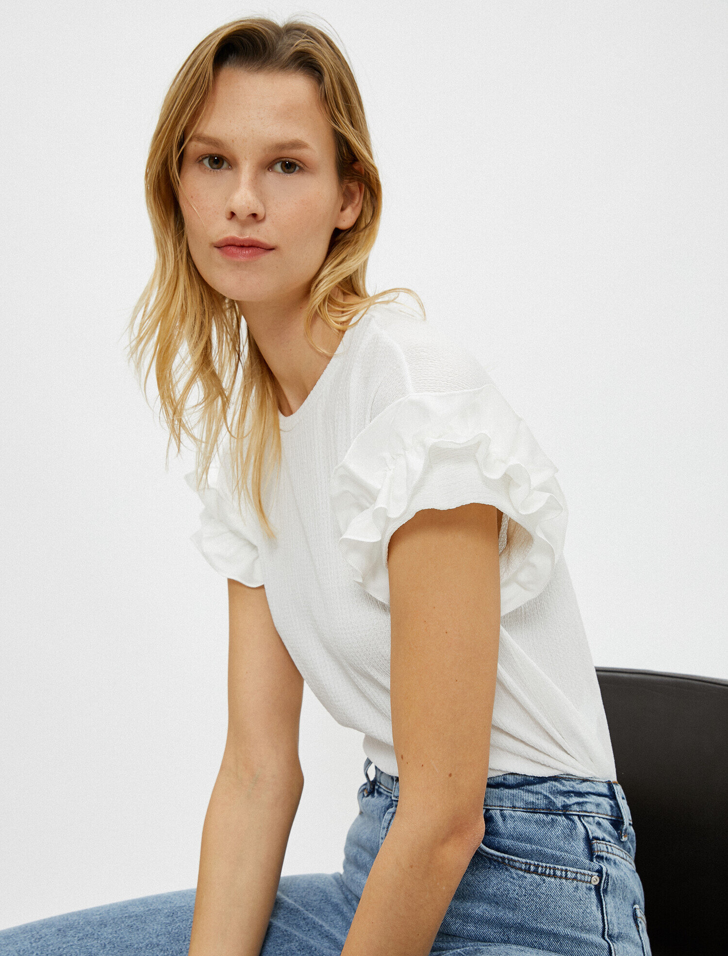   Fırfırlı Tişört Kısa Kollu