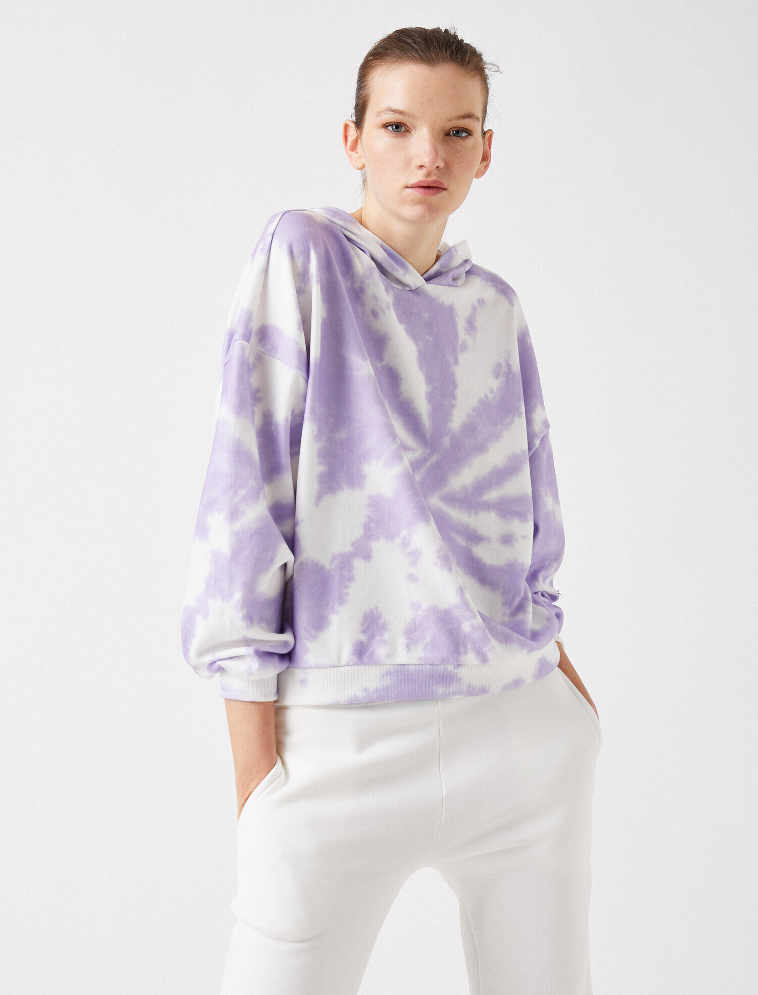   Oversize Kapüşonlu Batik Sweatshirt