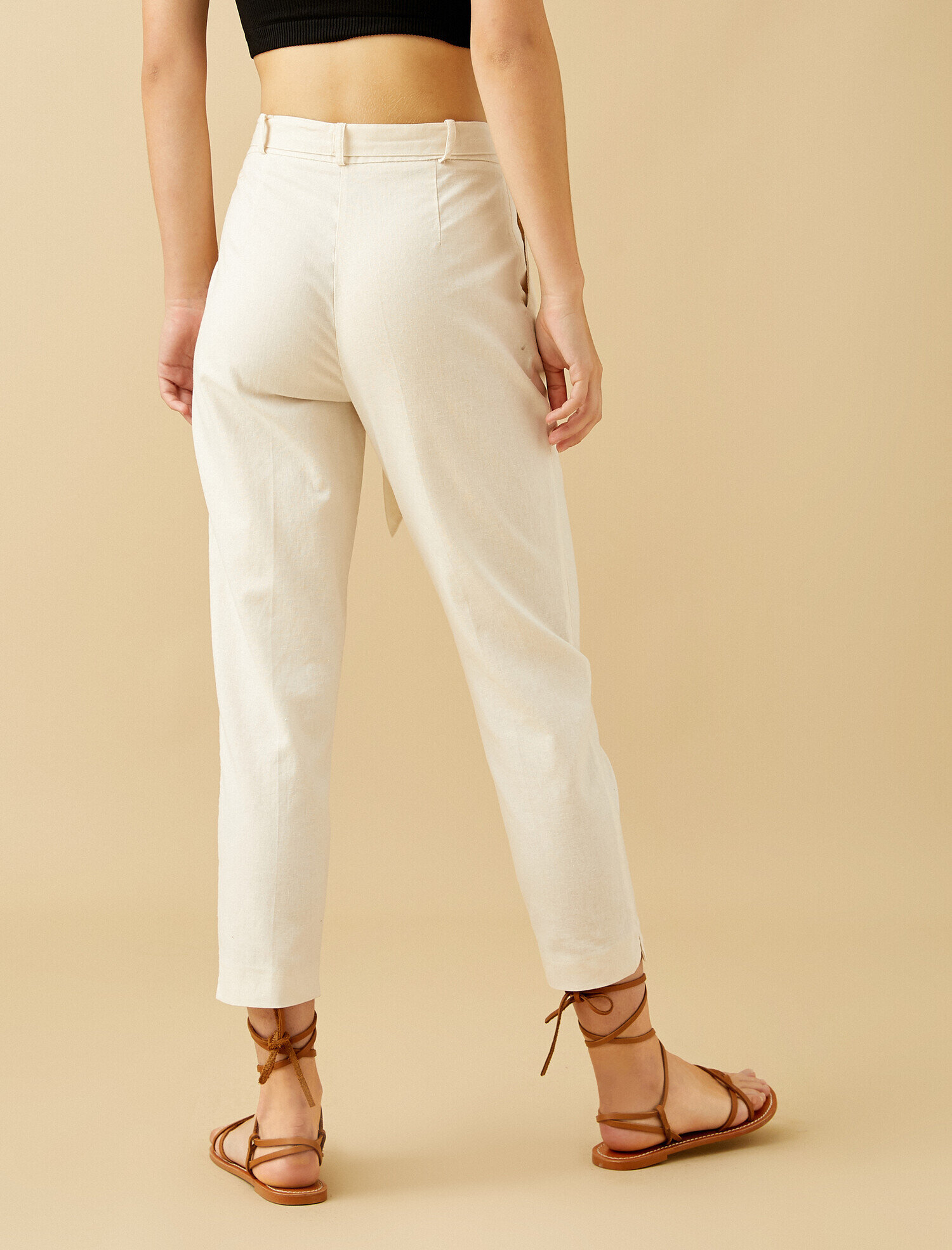 Keten Pantolon Belden Bağlamalı