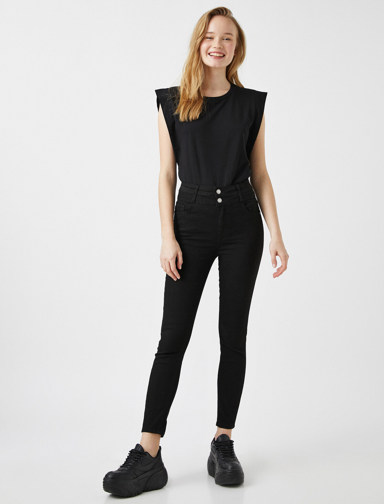   Yüksek Bel Dar Kesim Dar Paça Pantolon