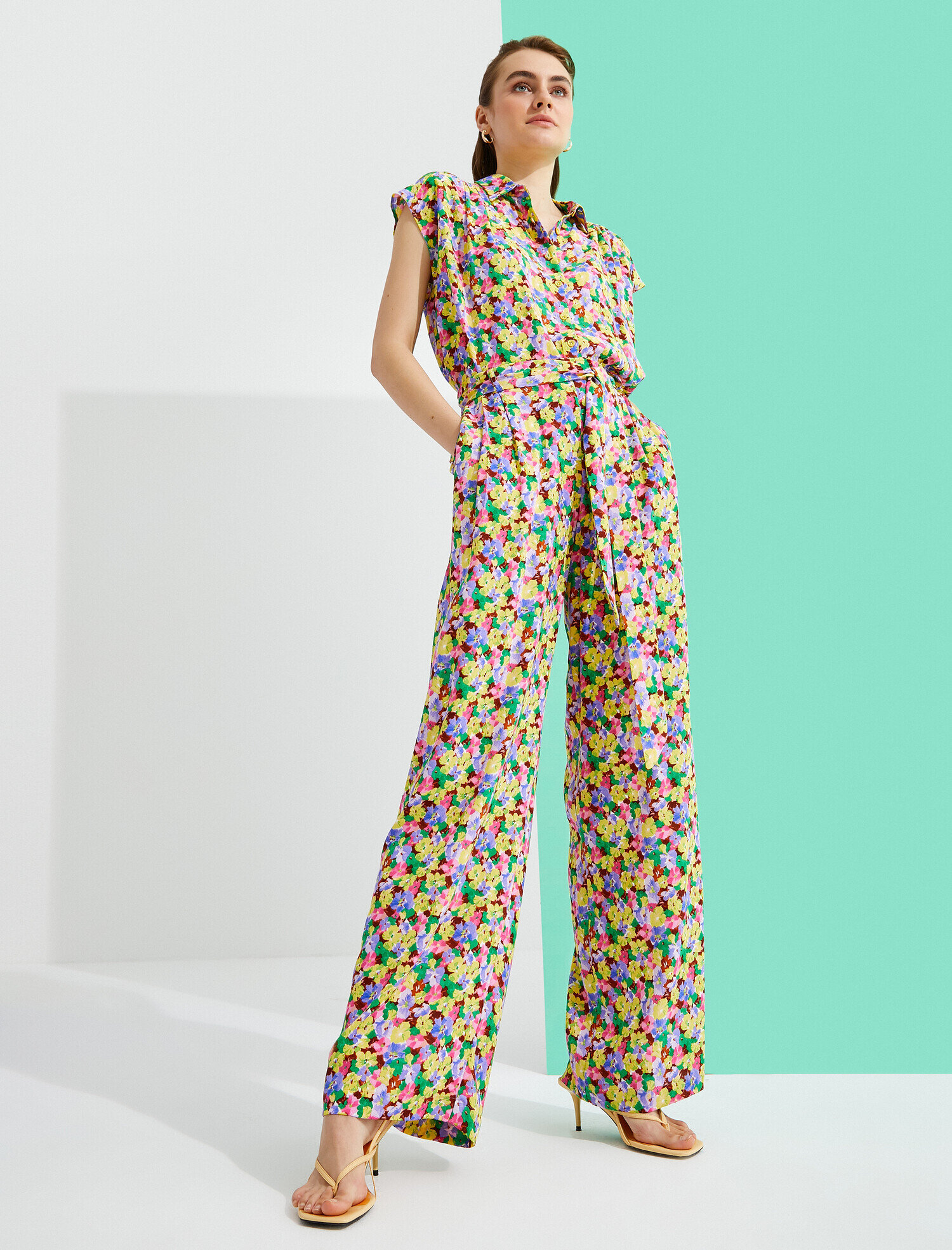   Çiçek Baskılı Bol Paça Pantolon