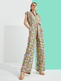 Çiçek Baskılı Bol Paça Pantolon