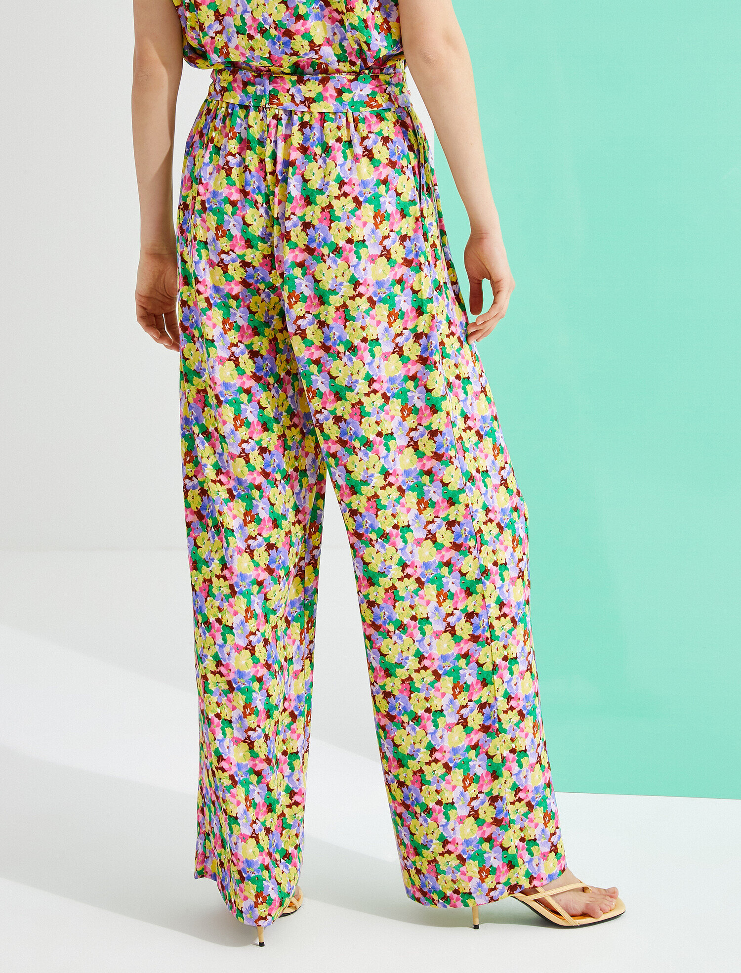   Çiçek Baskılı Bol Paça Pantolon