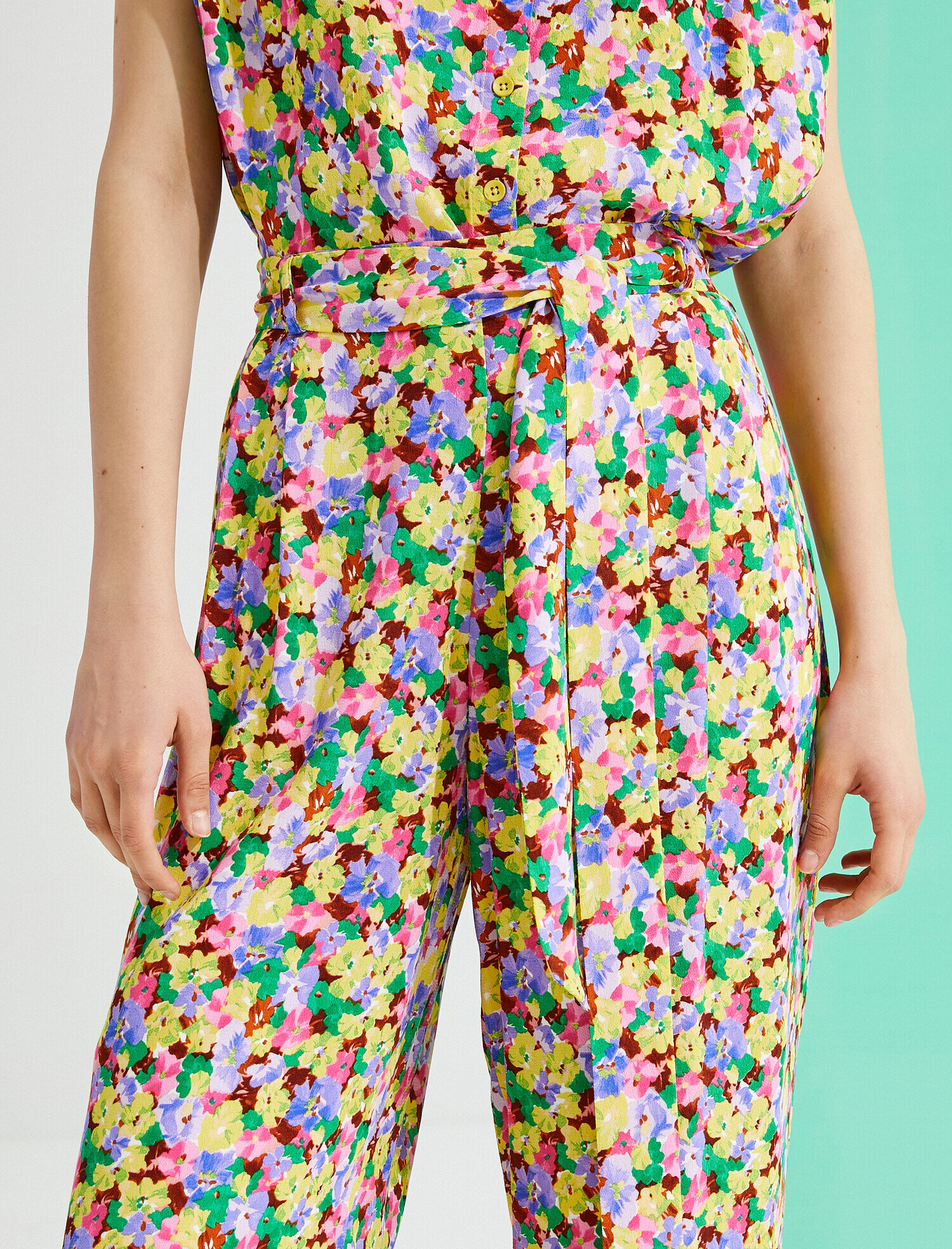   Çiçek Baskılı Bol Paça Pantolon