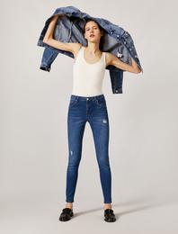 Skinny Fit Jean - Normal Bel Dar Kesim Dar Paça Pantolon Pamuklu