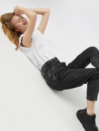 Yüksek Bel Jean Pantolon Pamuklu