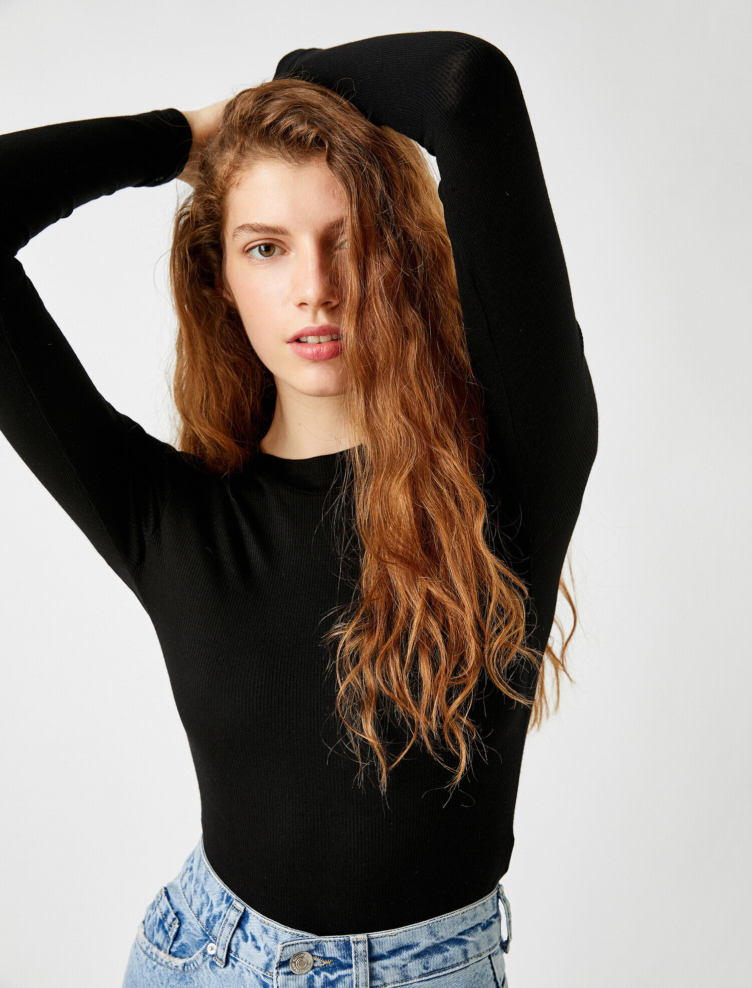   Uzun Kollu Tişört Bisiklet Yaka