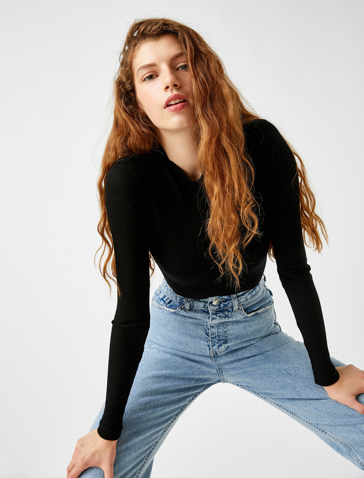   Uzun Kollu Tişört Bisiklet Yaka