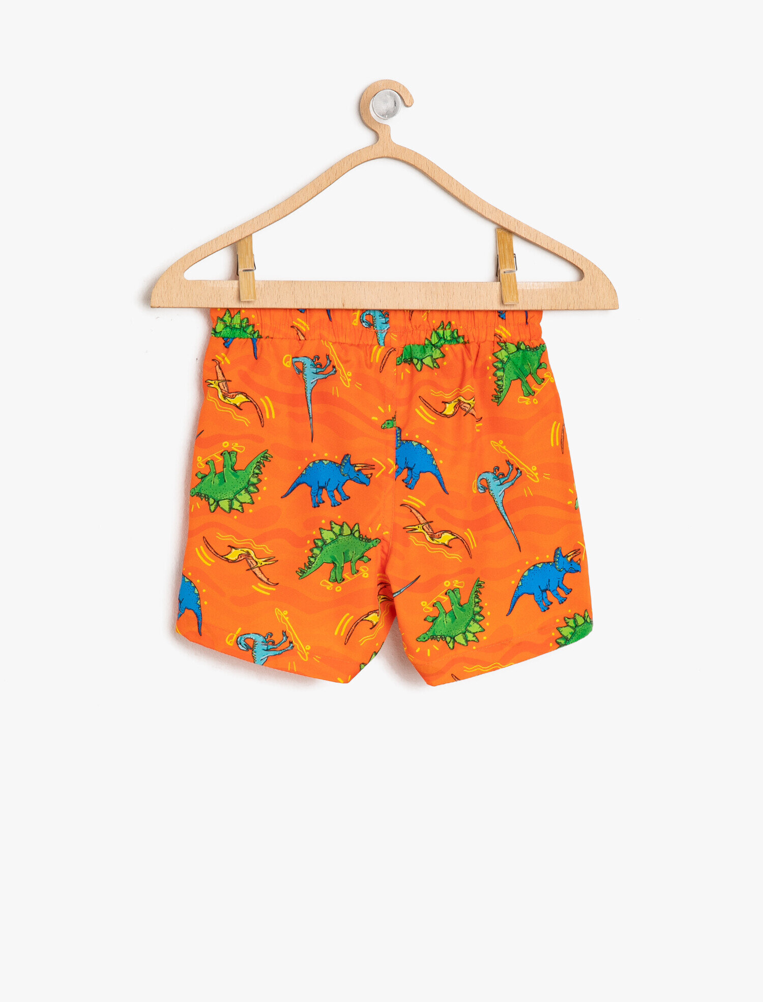  Erkek Çocuk Deniz Şortu Cepli Beli Bağlamalı Dinozor Baskılı