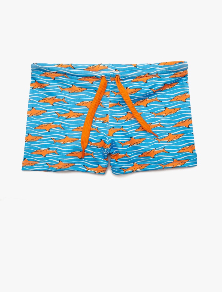 Erkek Çocuk Mayo Beli Bağlamalı Köpek Balığı Baskılı