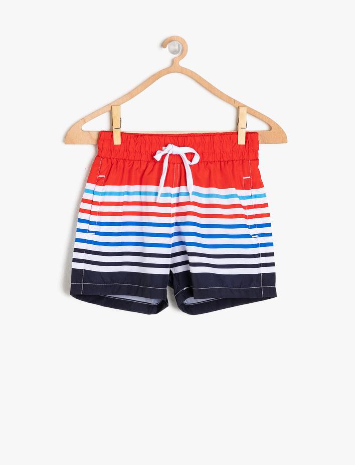 Erkek Çocuk Deniz Şortu Cepli Beli Bağlamalı