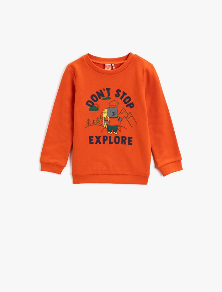 Erkek Bebek Sloganlı Sweatshirt Baskılı