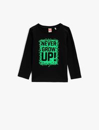 Uzun Kollu Tişört Baskılı Pamuklu