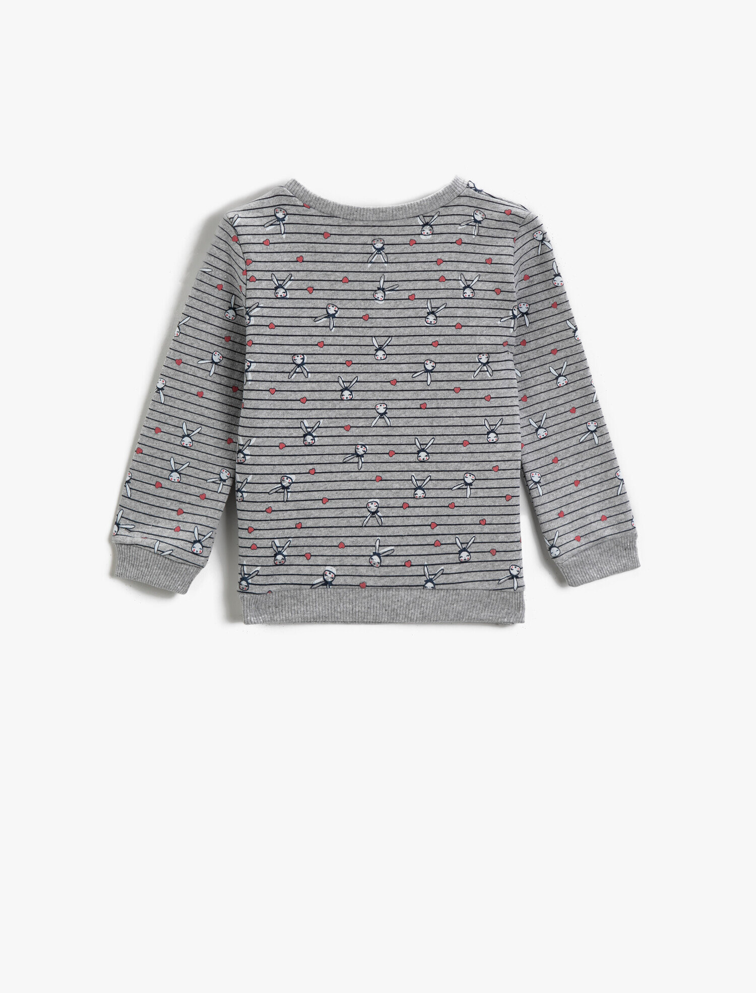  Kız Bebek Tavşan Baskılı Sweatshirt Bisiklet Yaka