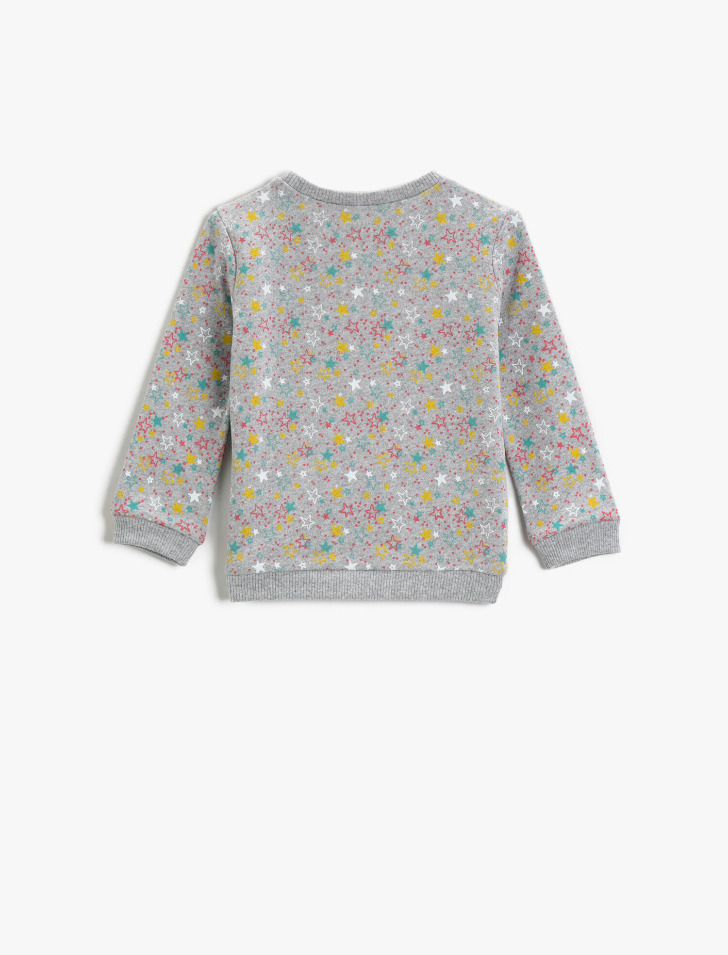  Kız Bebek Baskılı Sweatshirt Yuvaklak Yaka Uzun Kollu