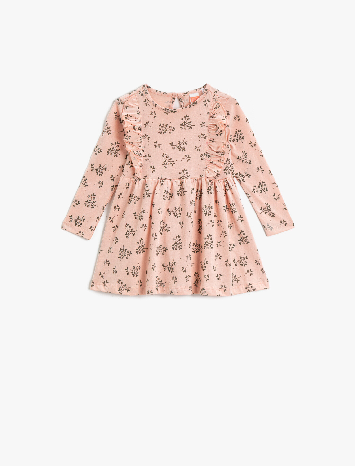  Kız Bebek Çiçekli Elbise Uzun Kollu Fırfırlı Pamuklu