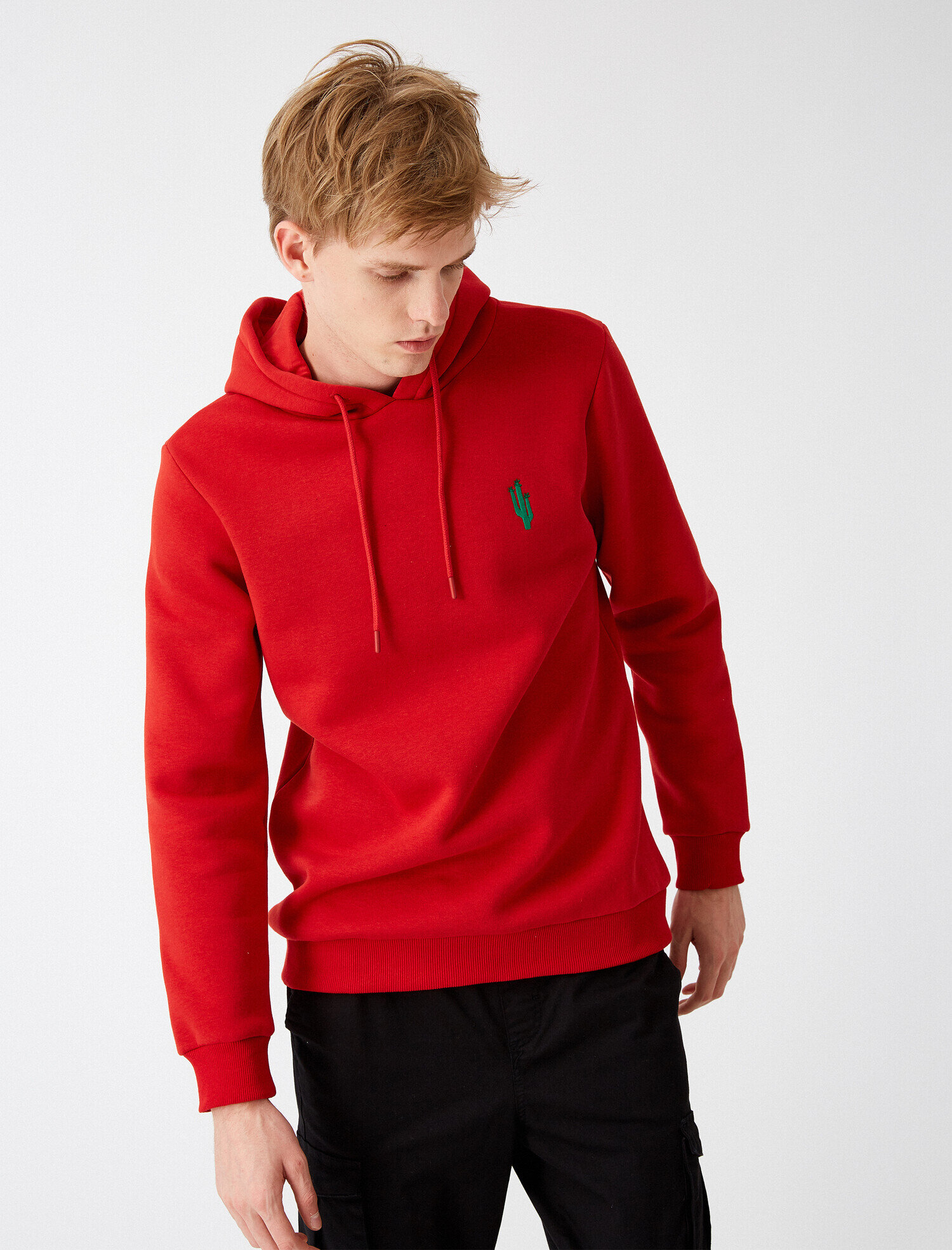   Kapüşonlu İşlemeli Uzun Kollu Sweatshirt