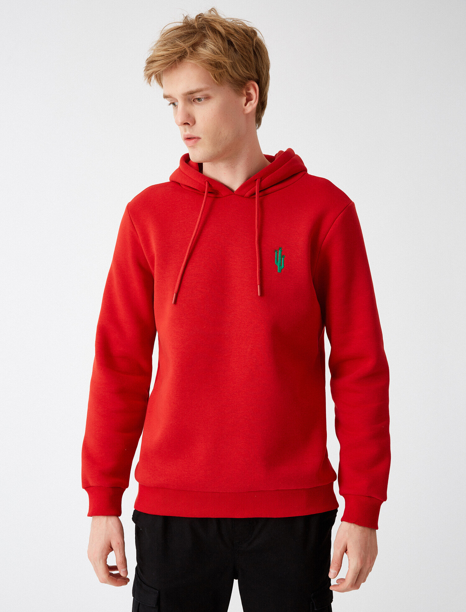   Kapüşonlu İşlemeli Uzun Kollu Sweatshirt