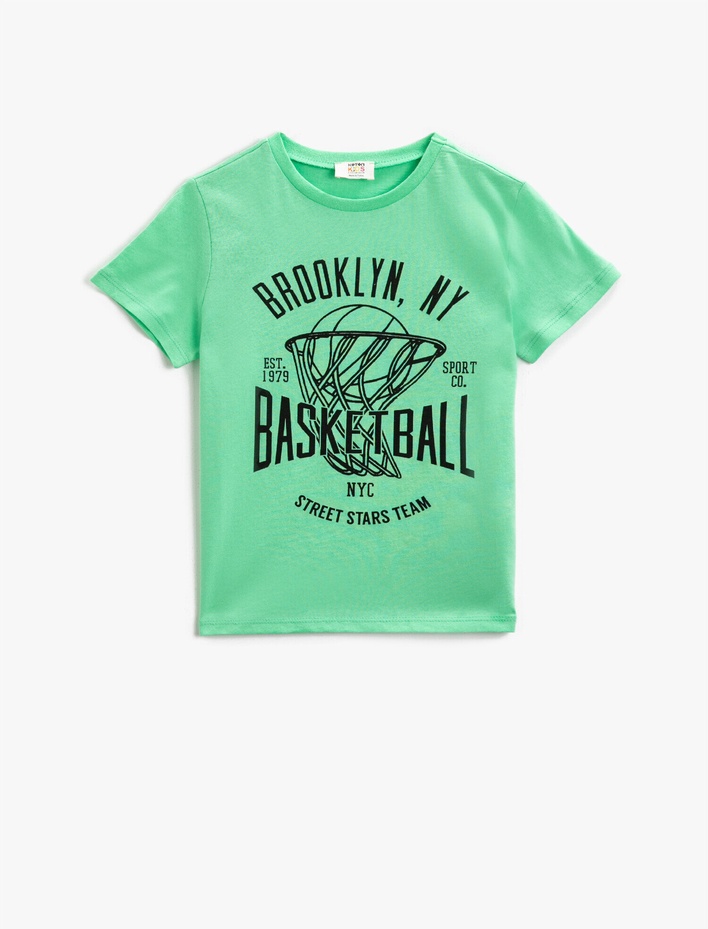 Erkek Çocuk Yazılı Tişört Bisiklet Yaka Kısa Kollu Pamuklu