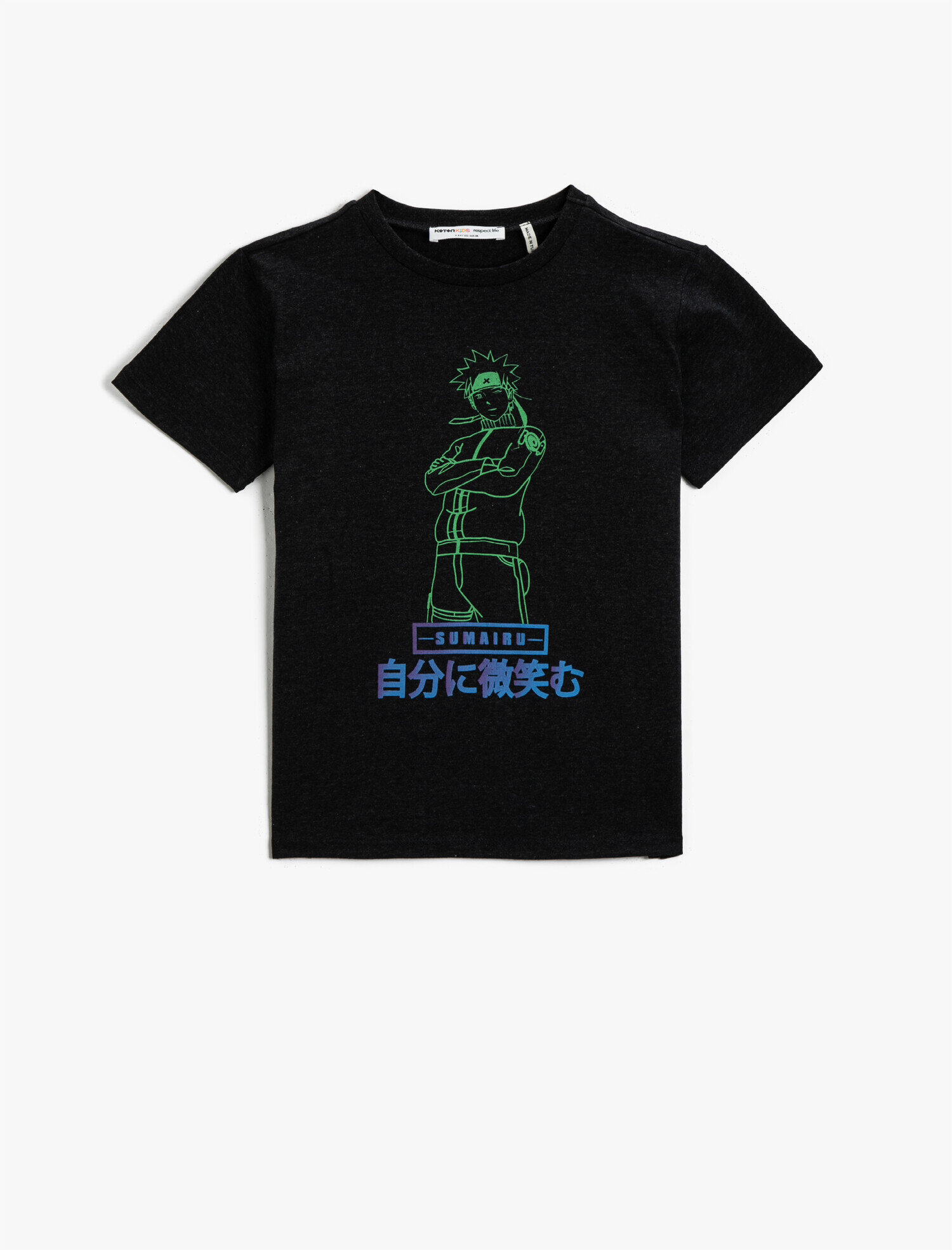  Erkek Çocuk Neon Baskılı Tişört Kısa Kollu Bisiklet Yaka