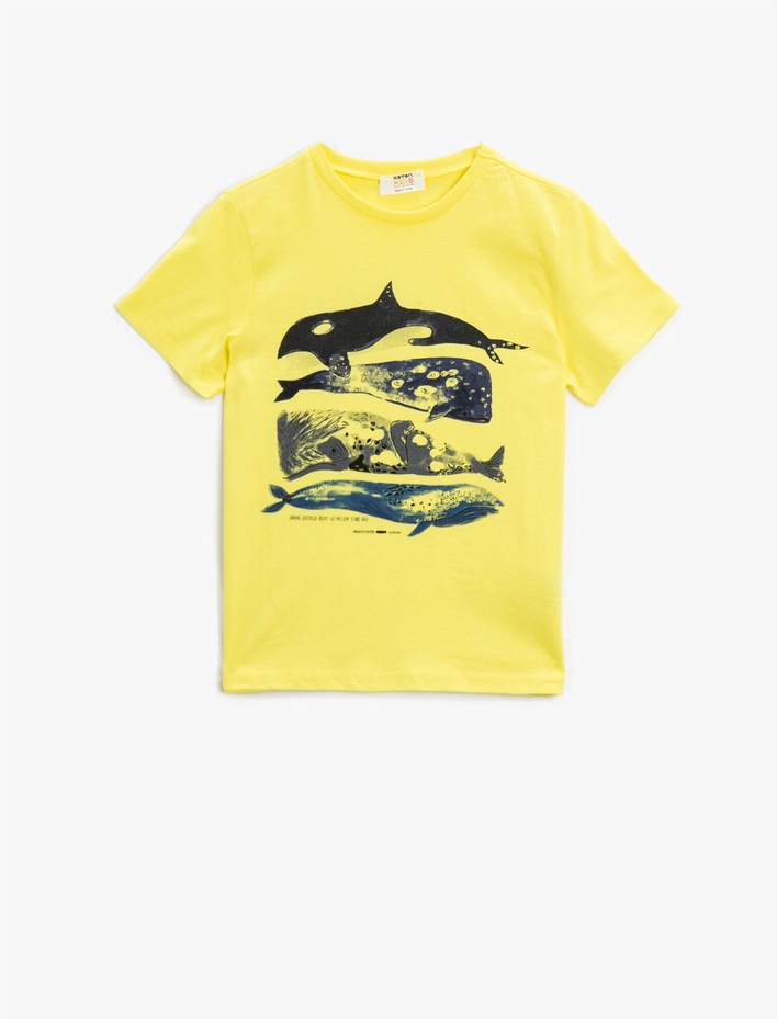 Erkek Çocuk Bisiklet Yaka Tişört Baskılı Kısa Kollu