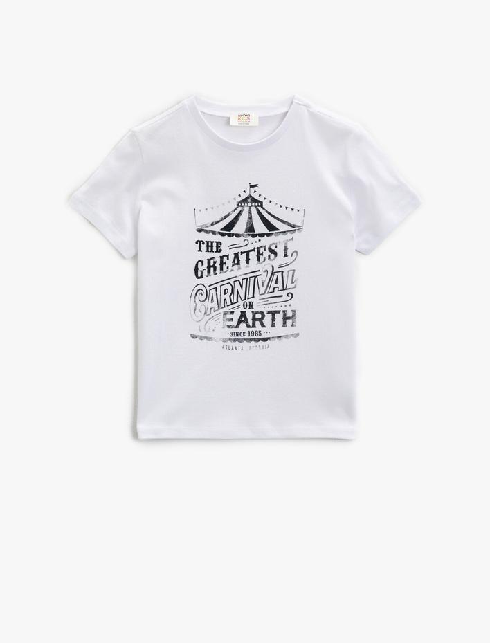 Erkek Çocuk Yazılı Tişört Kısa Kollu Pamuklu