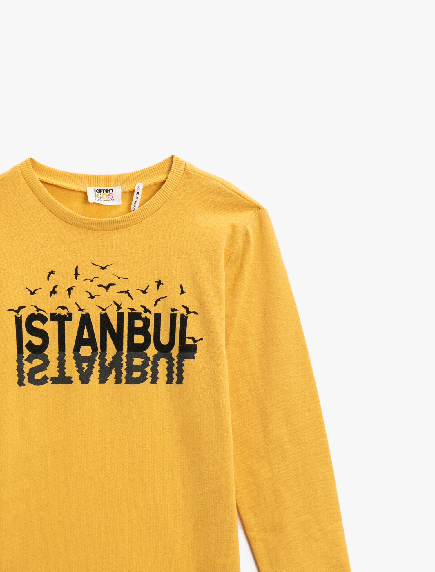 Erkek Çocuk Pamuklu Yazılı Baskılı Bisiklet Yaka Uzun Kollu Sweatshirt