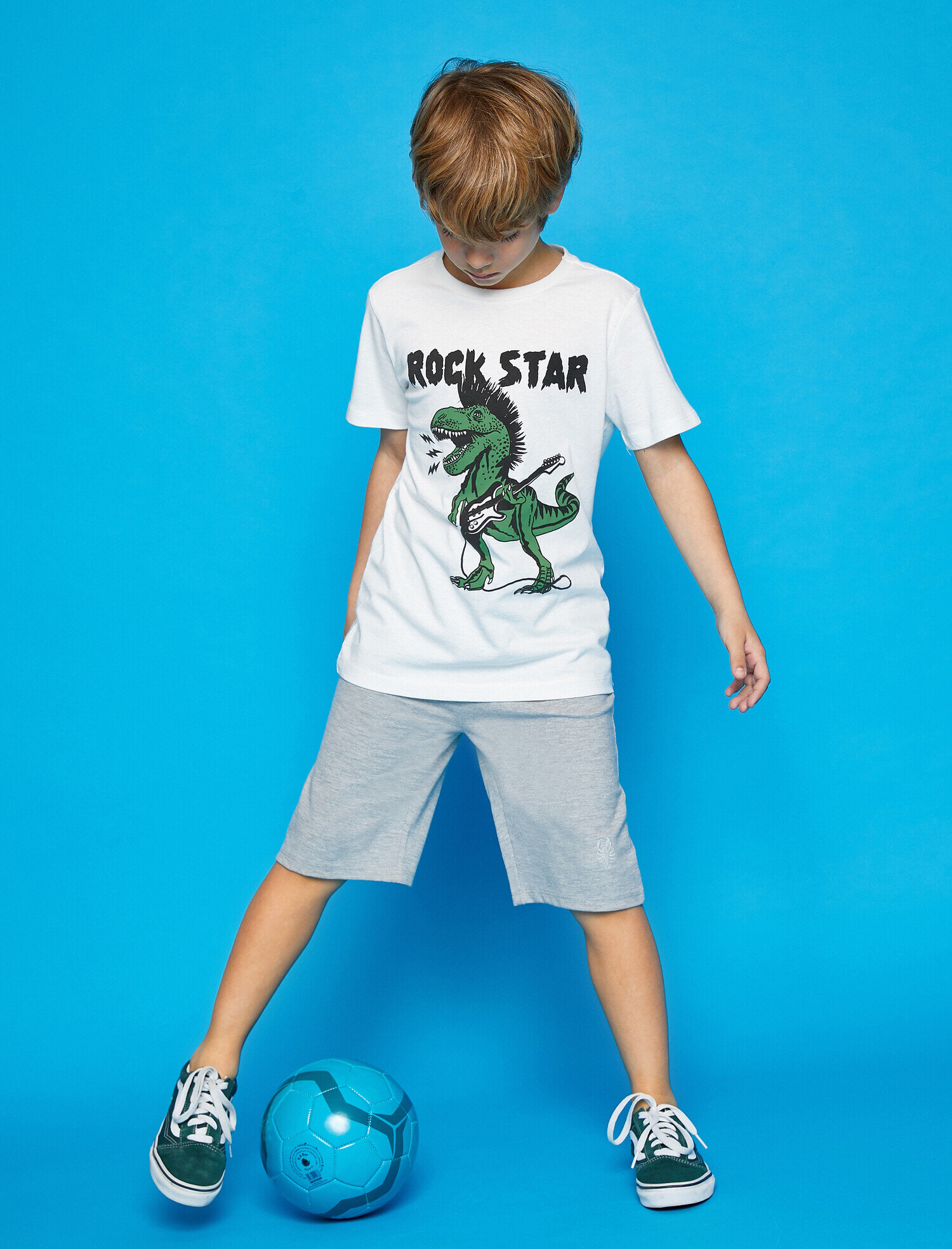  Erkek Çocuk Baskılı Tişört Kısa Kollu Pamuklu Bisiklet Yaka