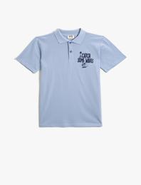 Polo Yaka Tişört Baskılı Pamuklu