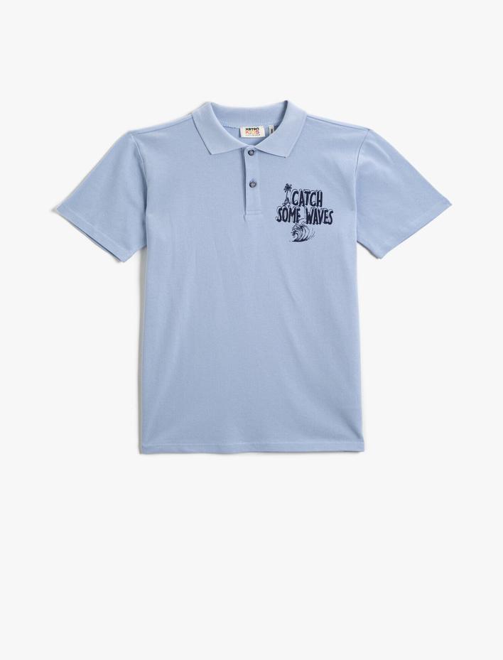 Erkek Çocuk Polo Yaka Tişört Baskılı Pamuklu