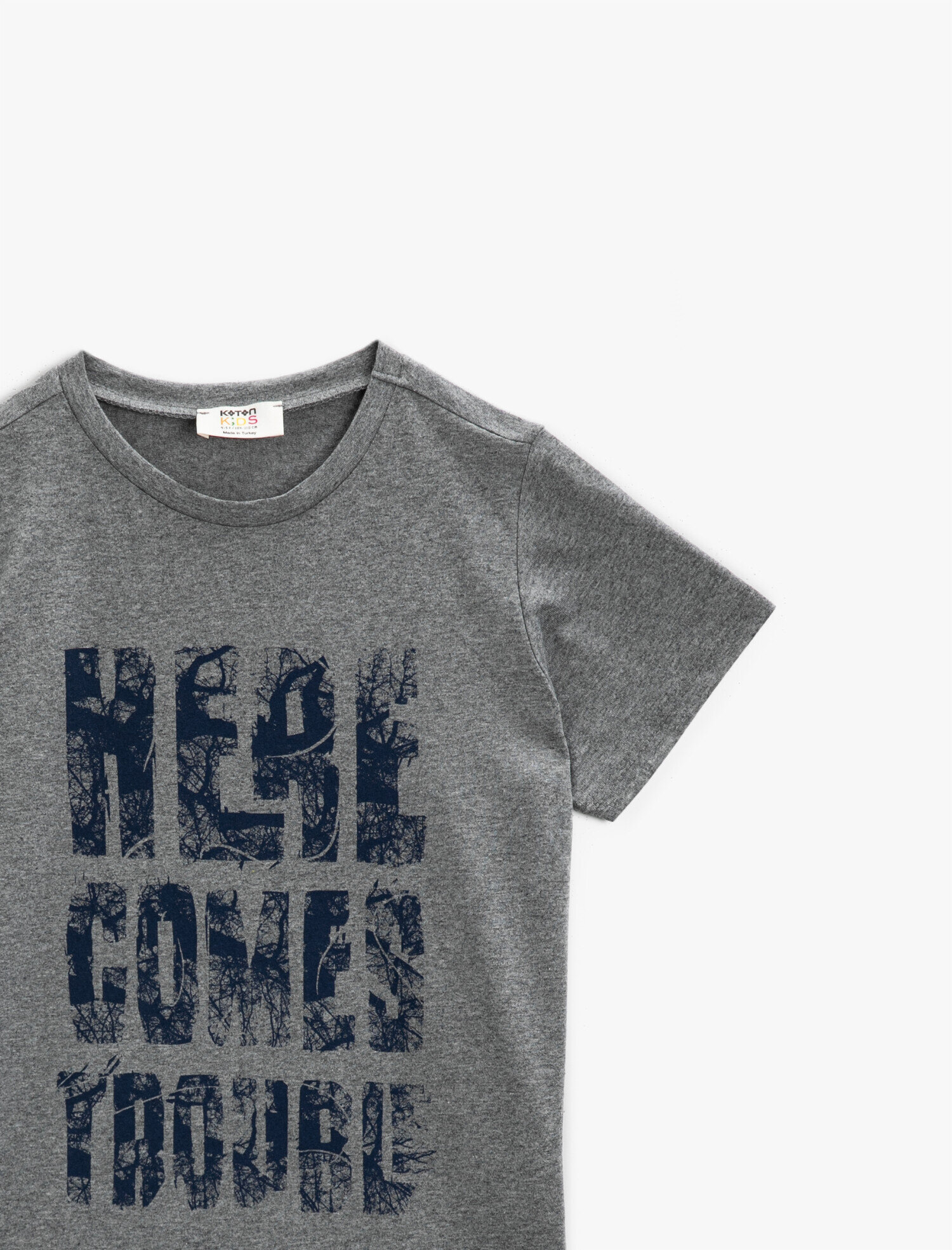  Erkek Çocuk Yazı Baskılı Tişört Kısa Kollu Pamuklu