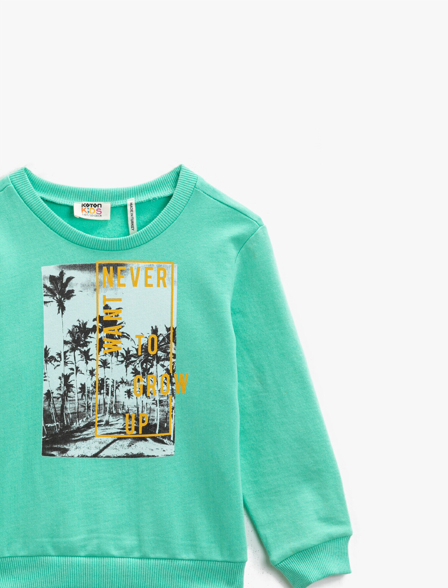 Erkek Çocuk Pamuklu Baskılı Bisiklet Yaka Uzun Kollu Sweatshirt