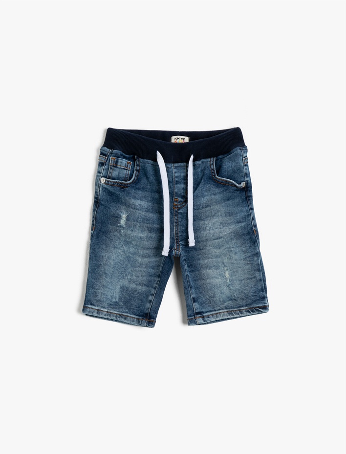 Erkek Çocuk Belden Bağlamalı Şort Pamuklu