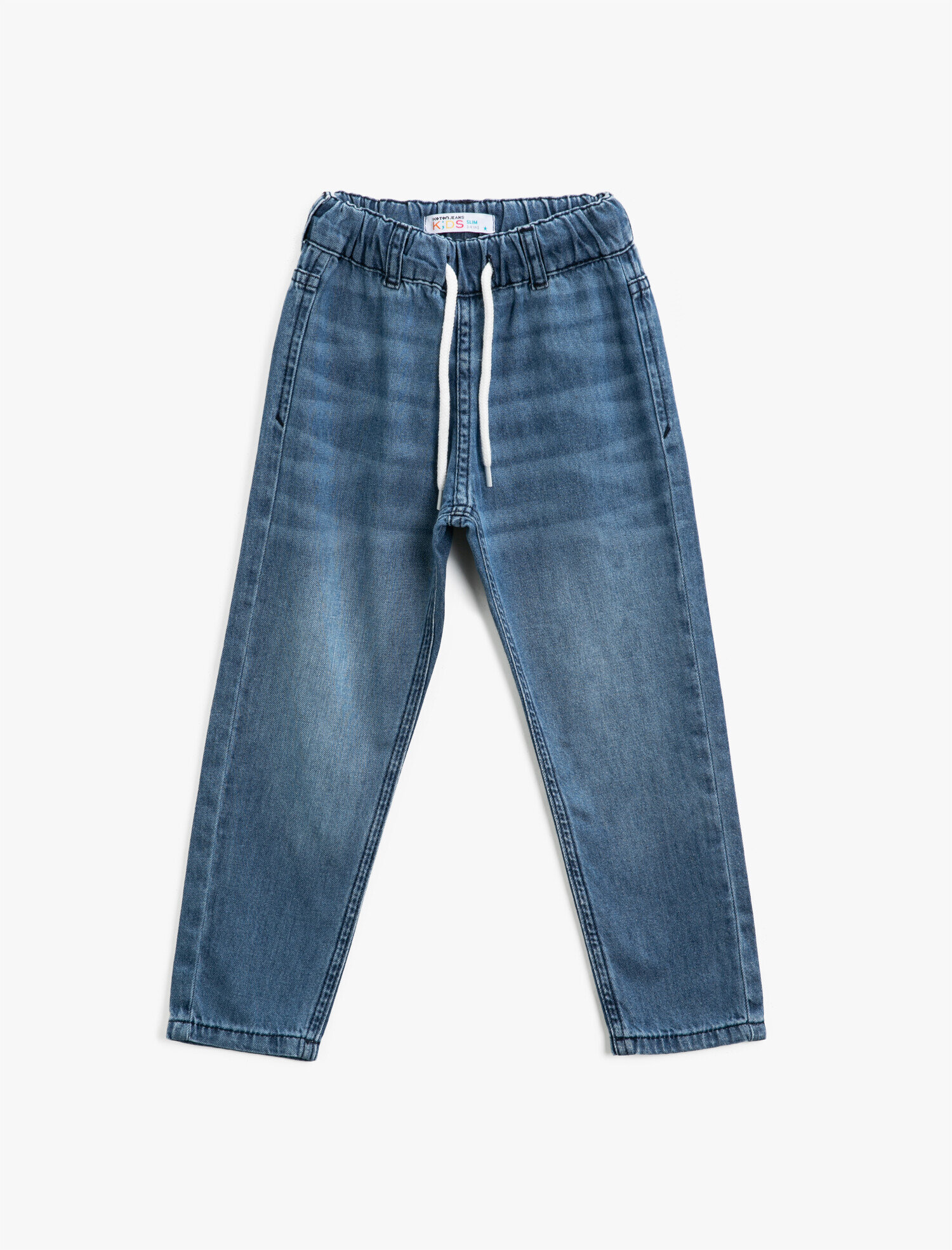  Erkek Çocuk Kot Pantolon Beli Lastikli Pamuklu Cepli - Regular Jean