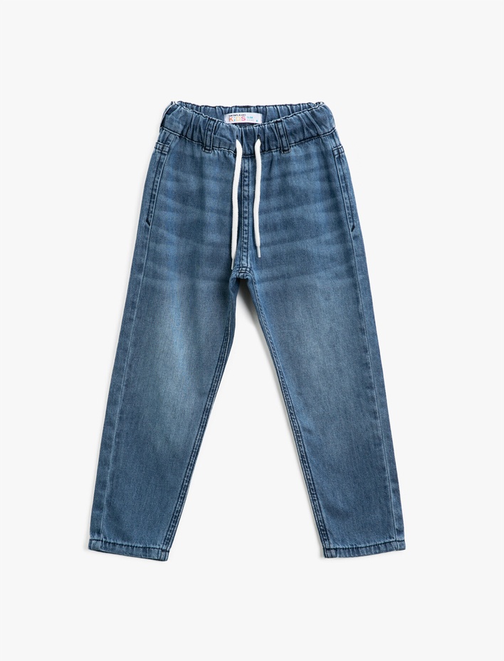 Erkek Çocuk Kot Pantolon Beli Lastikli Pamuklu Cepli - Regular Jean