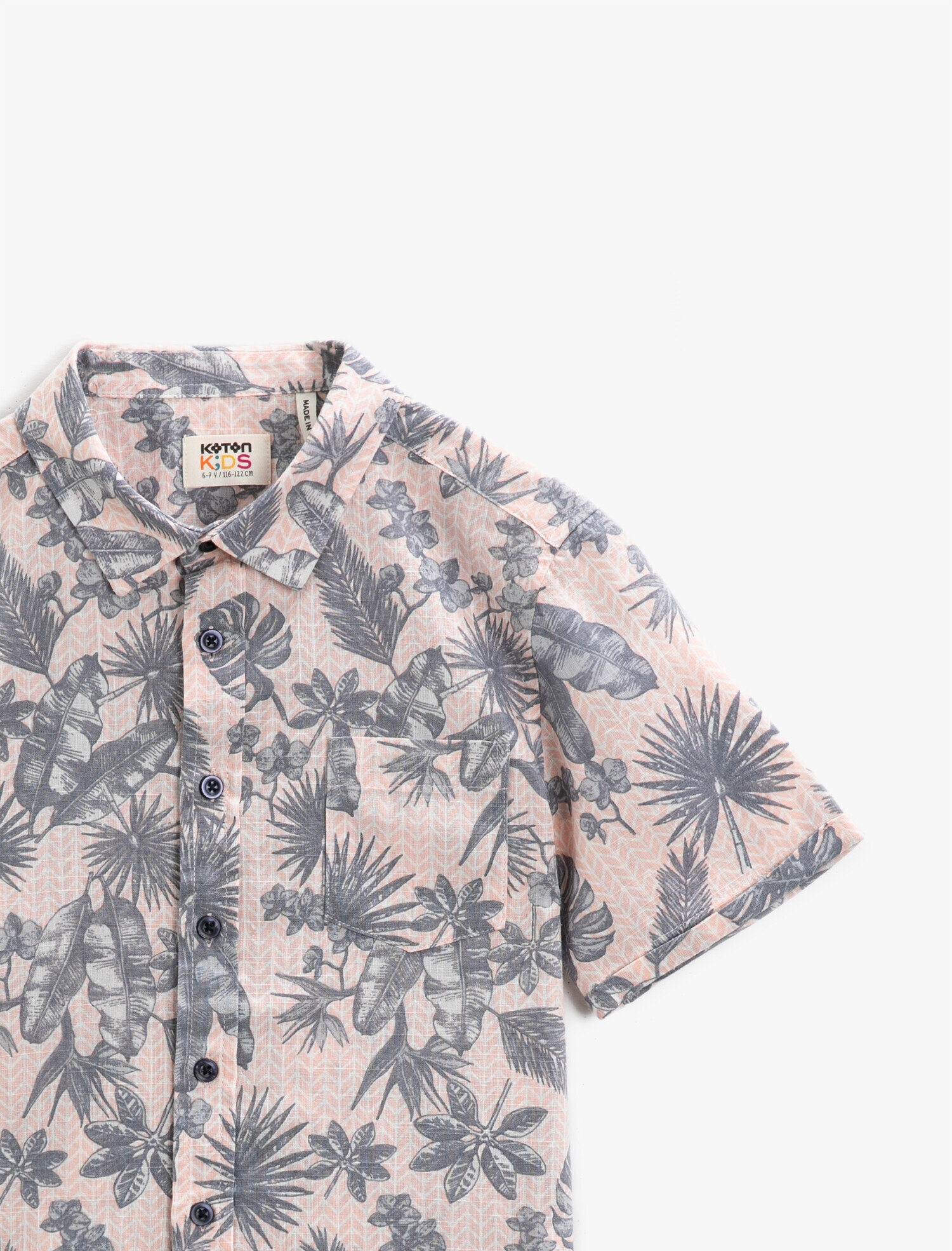  Erkek Çocuk Kısa Kollu Gömlek Baskılı Pamuklu