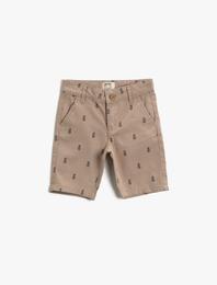 Desenli Şort Pamuklu